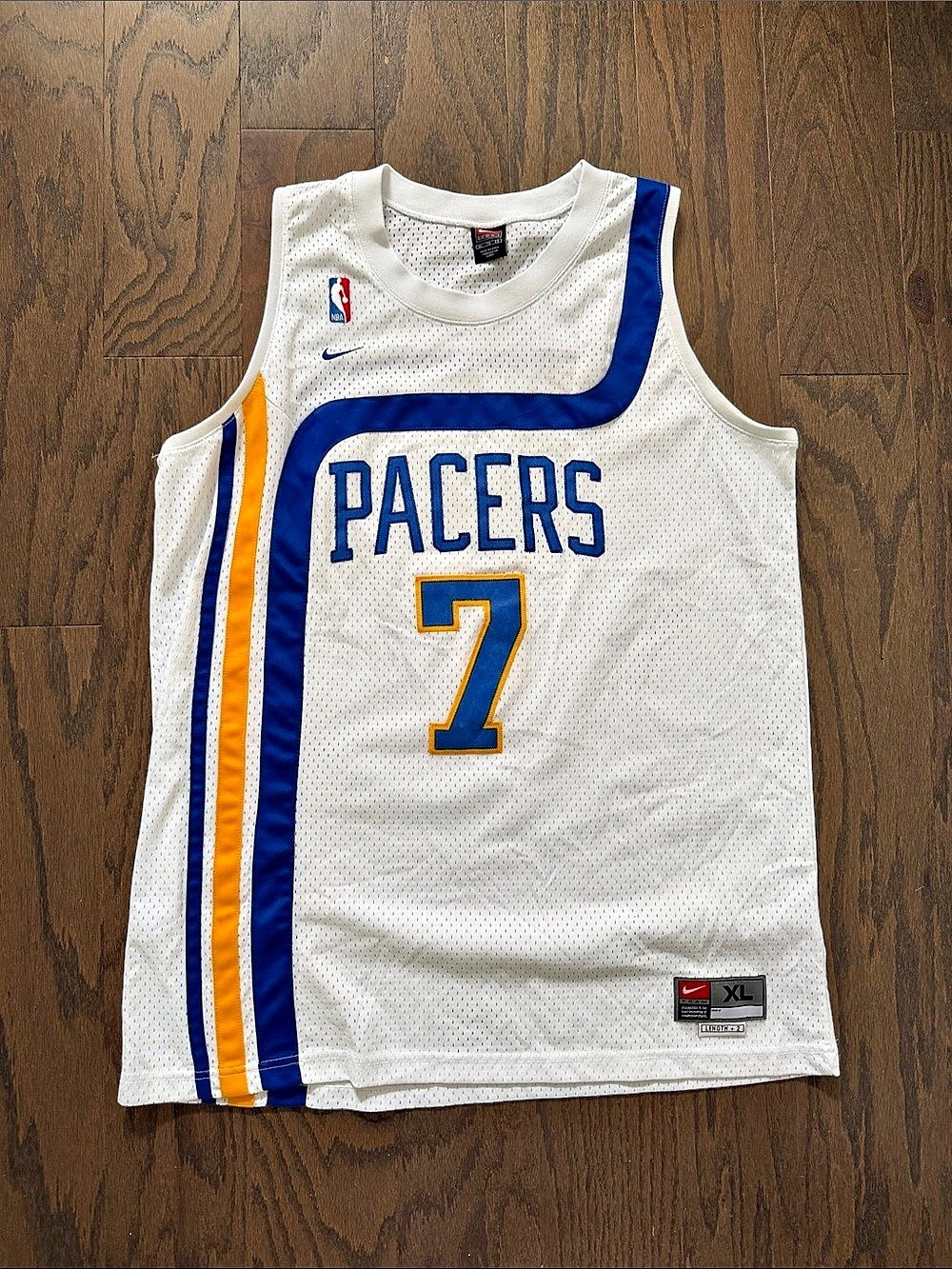 Nike Jermaine O'Neal #7 Pacers jersey White & Blue XL